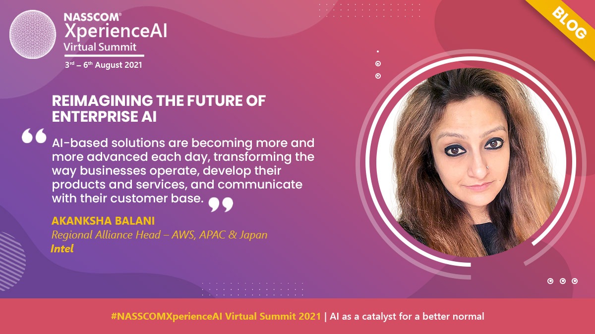 #AI is a key enabler of digital transformation &amp; we must prepare for an AI-led future to solve real-world challenges.

Akanksha Balani, <a href="/Intelindia/">Intel India</a> expresses her views on 'Reimagining the Future of Enterprise AI': community.nasscom.in/communities/e-…

 #NASSCOMXperienceAI <a href="/AkankshaBilani/">Akanksha Bilani</a>