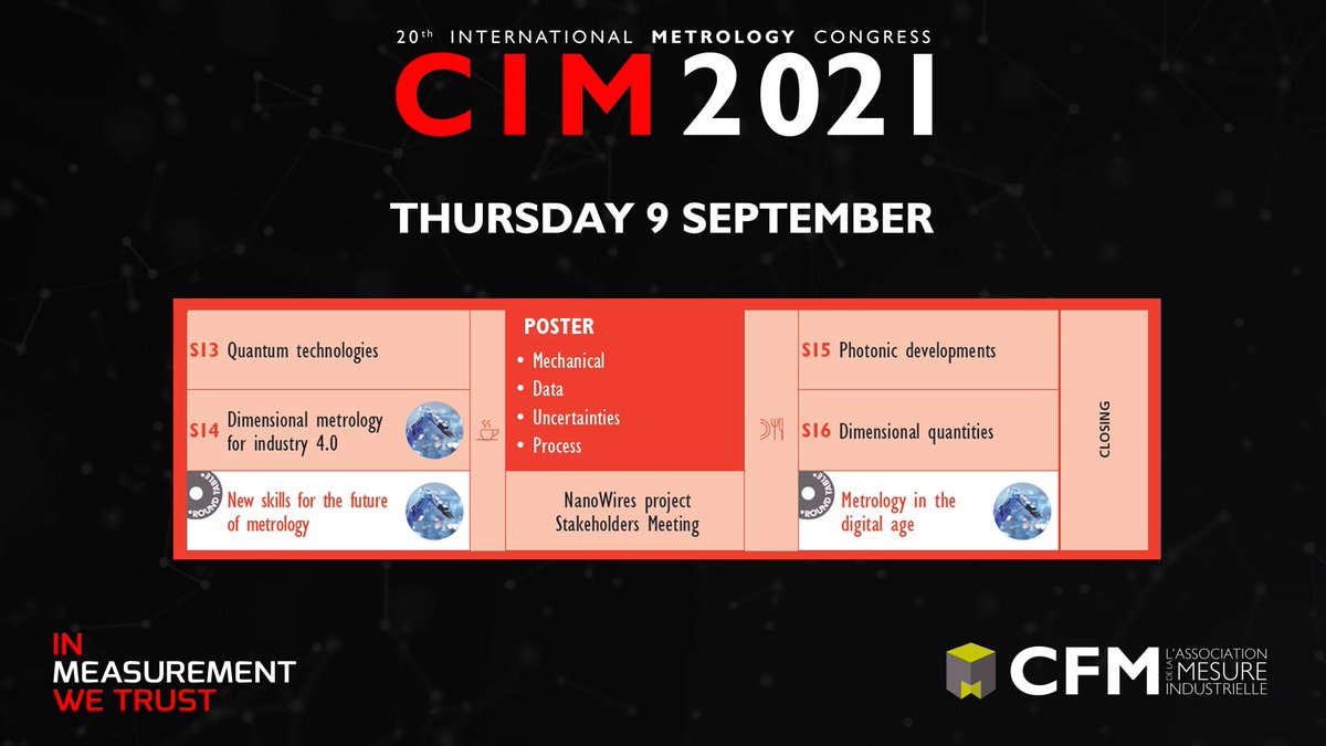 Last day, and not the least! A programme focused on the industry of the future and where you will discover the metrological solutions of tomorrow.
Programme: bit.ly/FullProg21