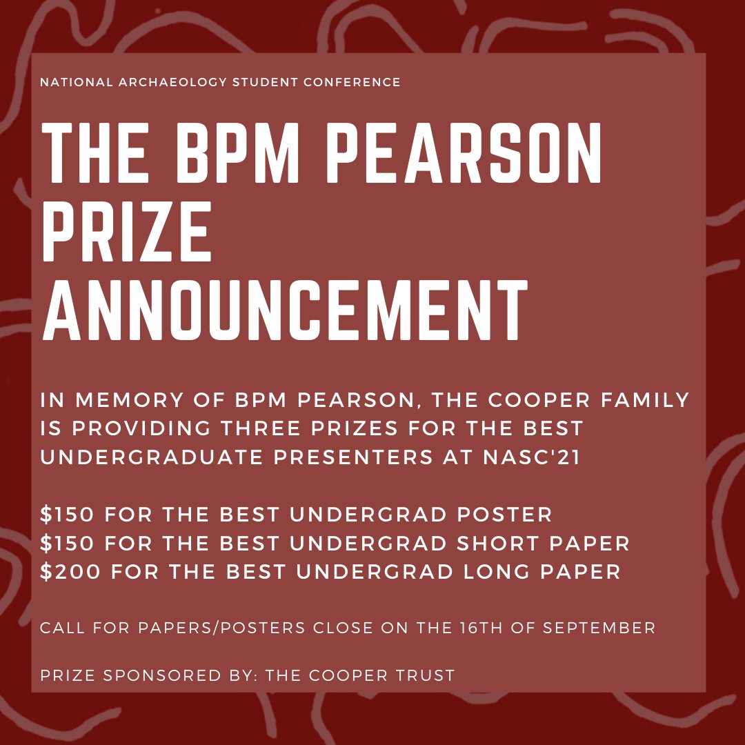
In memory of BPM Pearson, the Cooper Family is providing three prizes for the best undergraduate presenters at NASC'21.

$150 FOR THE BEST UNDERGRAD POSTER
$150 FOR THE BEST UNDERGRAD SHORT PAPER
$200 FOR THE BEST UNDERGRAD LONG PAPER