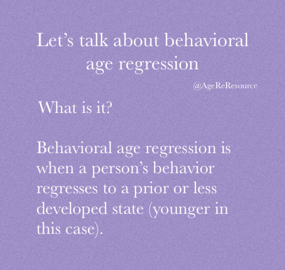 AgeReResource's tweet photo. Let’s Talk About Behavioral Age Regression

Pt. 1

#BehavioralAgeRegression #AgeRegression #AgeRe #BeRe #BehavioralAgeRe #TraumaAware #TraumaAwareCare #TraumaAwareHealthCare #Therapist #PTSD #dissociatwt #DissociativeIdentityDisorder #OSDD #MentalHealth #RolePlay #PretendPlay https://t.co/XrTPbkD3fi