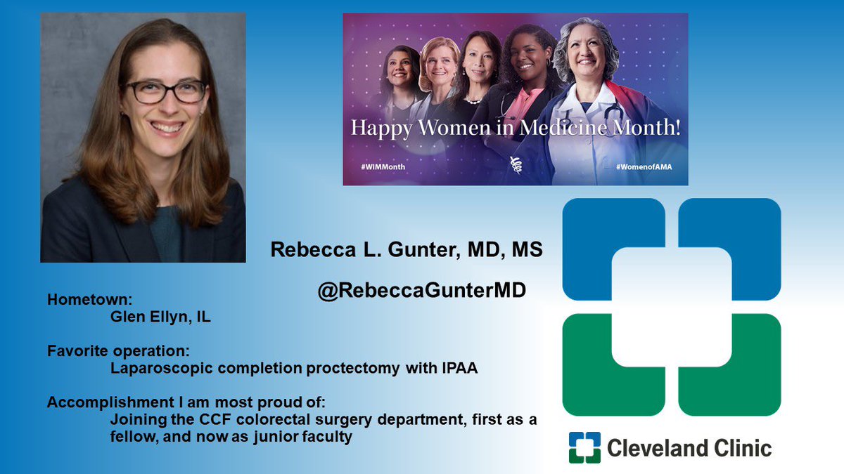 @ClevelandClinic @RebeccaGunterMD - technical excellence, #IBD, pelvic floor disorders, #lefty - proud, excited & honored to have her stay with us! Celebrating #WomenInMedicine