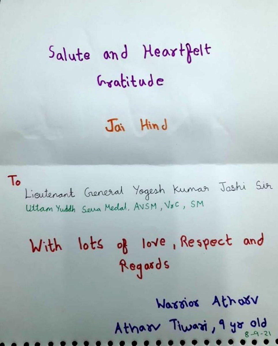 firefurycorps's tweet image. #LittleWarrior #AtharvTiwari pens down his heartfelt emotions &amp;amp; sincere gratitude for #IndianArmyPeoplesArmy, 
#LtGenYKJoshi, #ArmyCdrNC
#GOC,#Fireandfurycorps during his visit to #Leh. #WeCare  @adgpi @NorthernComd_IA  @DIPR_Leh