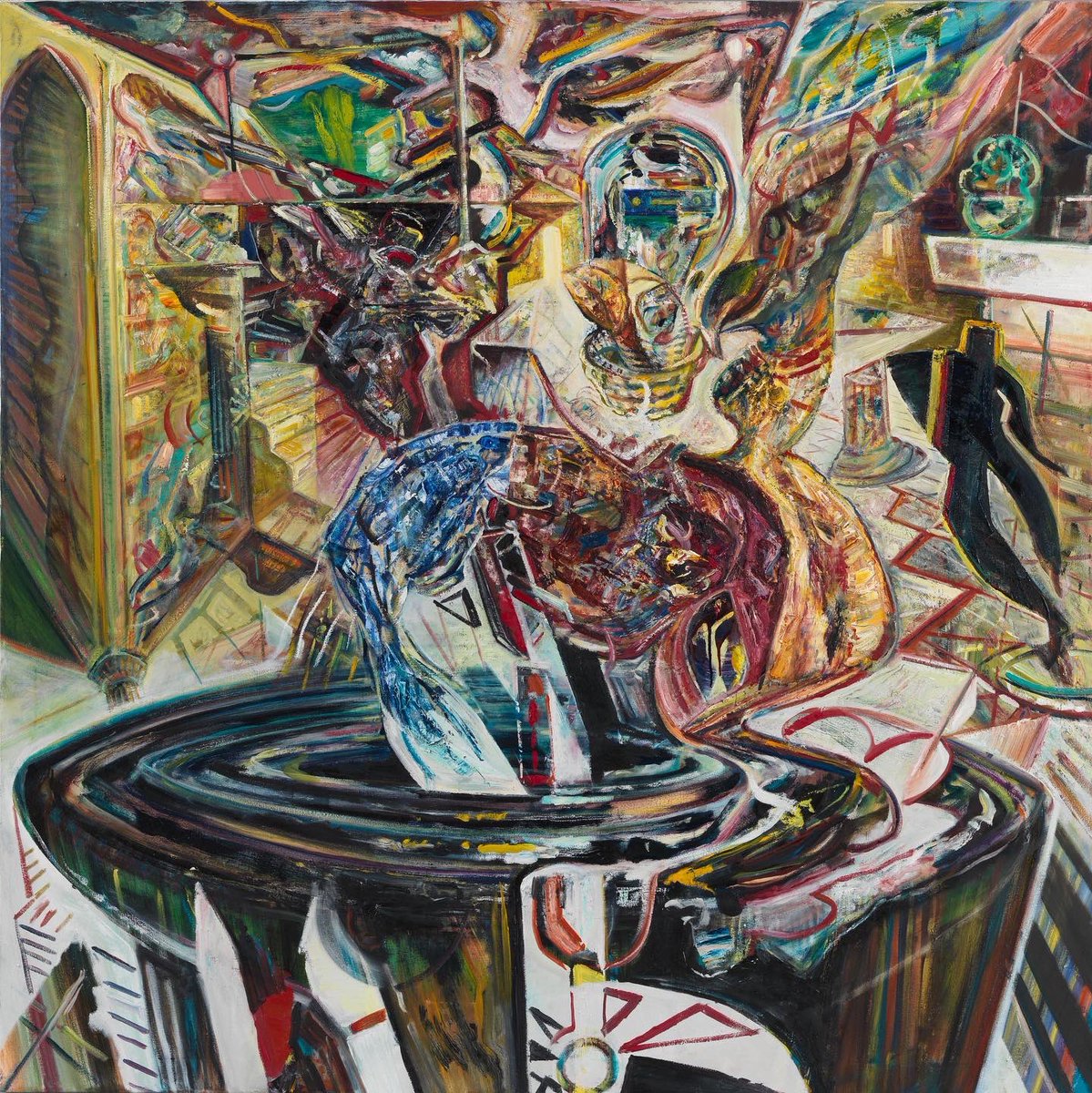 PapantoniouZach's tweet image. This painting is called “Struct”. It is meant to read as a completely autonomous, self sustained piece of universe data filtered through my own existence and experience of this world. An ambitious work that I am most proud of. 
#painting #hicetnunc #oilpainting #NFT #NFTCommunity