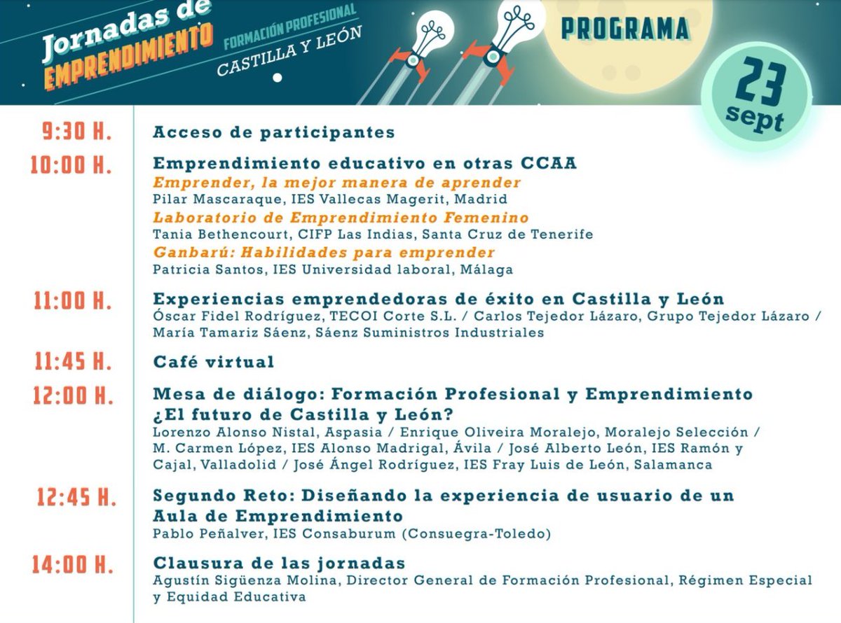 Pero qué de conocidos para las jornadas de emprendimiento de <a href="/educacyl/">Educación JCyL</a> junto a @DualizaBankia  y <a href="/FundacionEFCL/">Fundación Empresa Familiar de Castilla y León</a> 
No se puede volver mejor a las aulas que con gente como <a href="/ppenalvera/">Pablo Peñalver | Innovación con sistema</a> <a href="/jromero_tv/">Juanma Romero ®</a> <a href="/sanchezg_maria/">María Jesús Sánchez Gómez</a> <a href="/SandeeA/">Sandra Mangas</a> <a href="/iElenaR/">Elena Rodriguez</a> <a href="/Patrysa10/">Patry Santos</a> <a href="/SMAF12360/">Agustín F. Sigüenza</a> ...