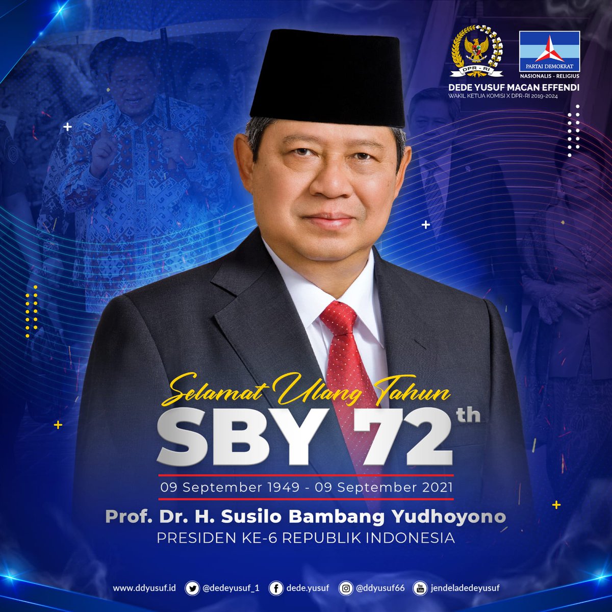 Selamat Ulang tahun ke 72 bapak Demokrasi .... <a href="/SBYudhoyono/">S. B. Yudhoyono</a> semoga tetap diberikan kesehatan dan umur panjang serta bahagia bersama keluarga dan handai taulan.