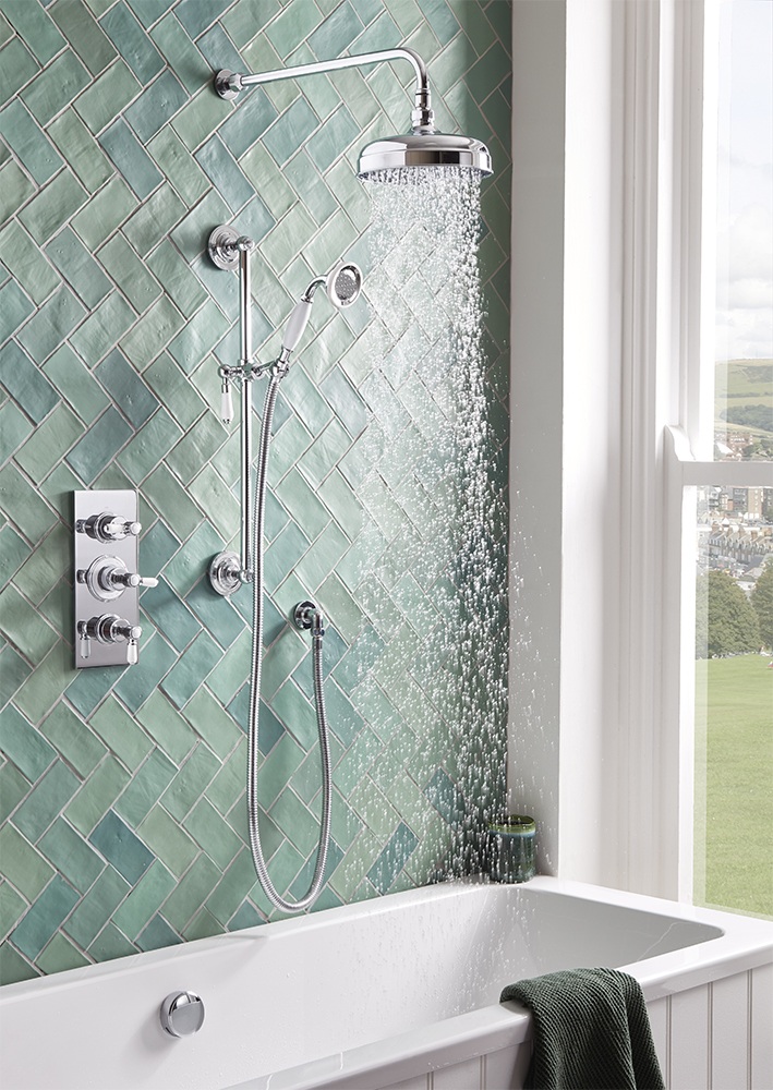 The Cranborne and Keswick shower collections sit perfectly between contemporary and classical design. Subtle features such as ceramic grip levers and rounded fittings give a heritage look, while expert engineering ensures the best in showering performance.