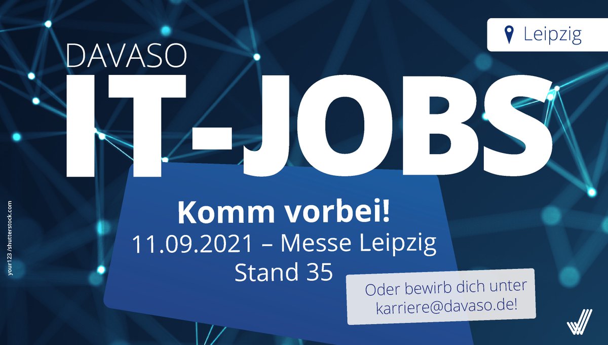 Egal ob du im Backend oder Frontend zu Hause bist, bewirb dich unkompliziert unter karriere@davaso.de oder schau bei der Jobmesse Leipzig an unserem Stand vorbei. Wir freuen uns auf dich! 

#jobmesse #jobs #karriere #ITJobs #Leipzig