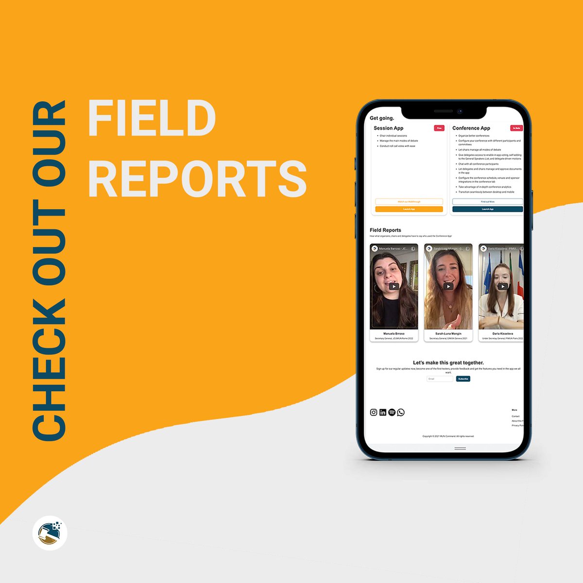 muncommand's tweet image. Have you seen our Field Reports yet? 

Go to muncommand.com to hear about what it’s like using the MUNCommand Conference app.

#mymun #MUN #ToTheMUN
#Conference #DebateBetter
#DebateTheWorld #MUNCommand #ModelUnitedNations #Debate 
#Organizers #FieldReports #testimonial