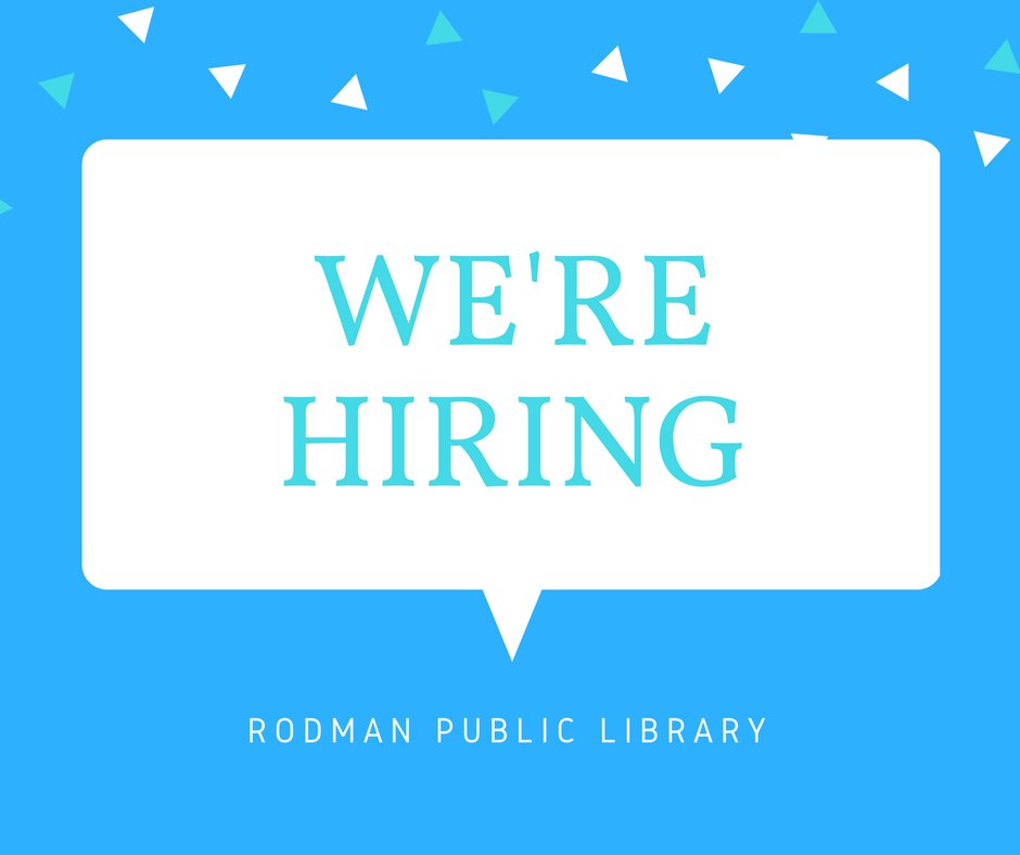 Rodman Library (@rodmanlibrary) on Twitter photo <a href="/rodmanlibrary/">Rodman Library</a> is seeking applicants for the position of Children’s Assistant.
#rodmanlibrary
rodmanlibrary.com/employment <a href="/rodmanlibrary/">Rodman Library</a> is seeking applicants for the position of Children’s Assistant.
#rodmanlibrary
rodmanlibrary.com/employment