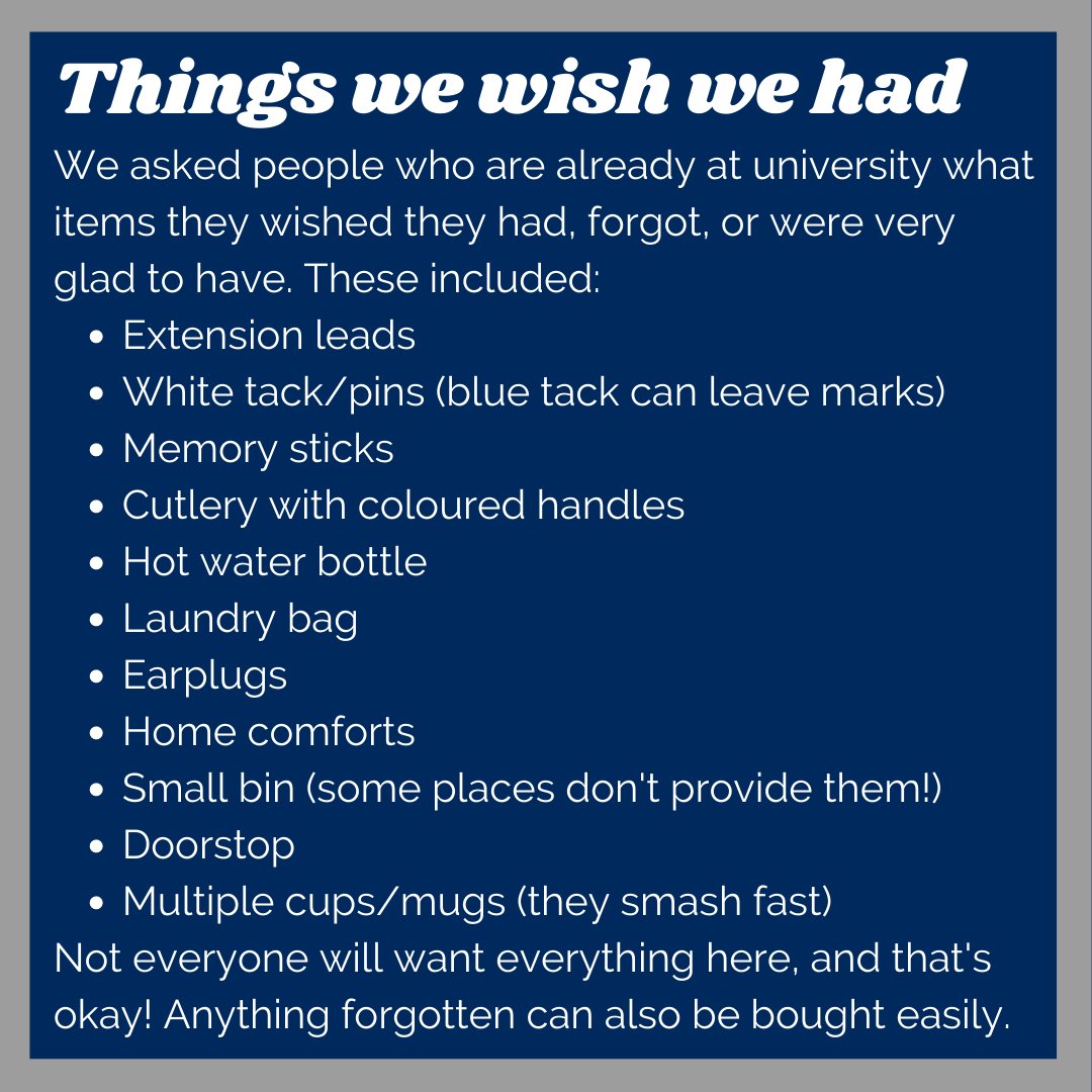 UofGESHSoc's tweet photo. Freshers Week is coming up and we know that people will be preparing to move out this weekend or go to university for the first time as a home student!
Today we are making suggestions on items you may want to have (even if you're living at home)! https://t.co/JVSHChZ5J8