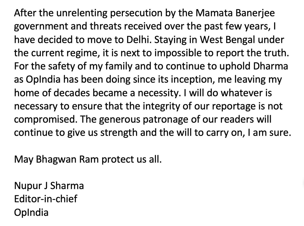 UnSubtleDesi's tweet image. My statement on some recent developments. 

After unrelenting persecution and threats, for the safety of my family, I have left my home of decades with a heavy heart.
