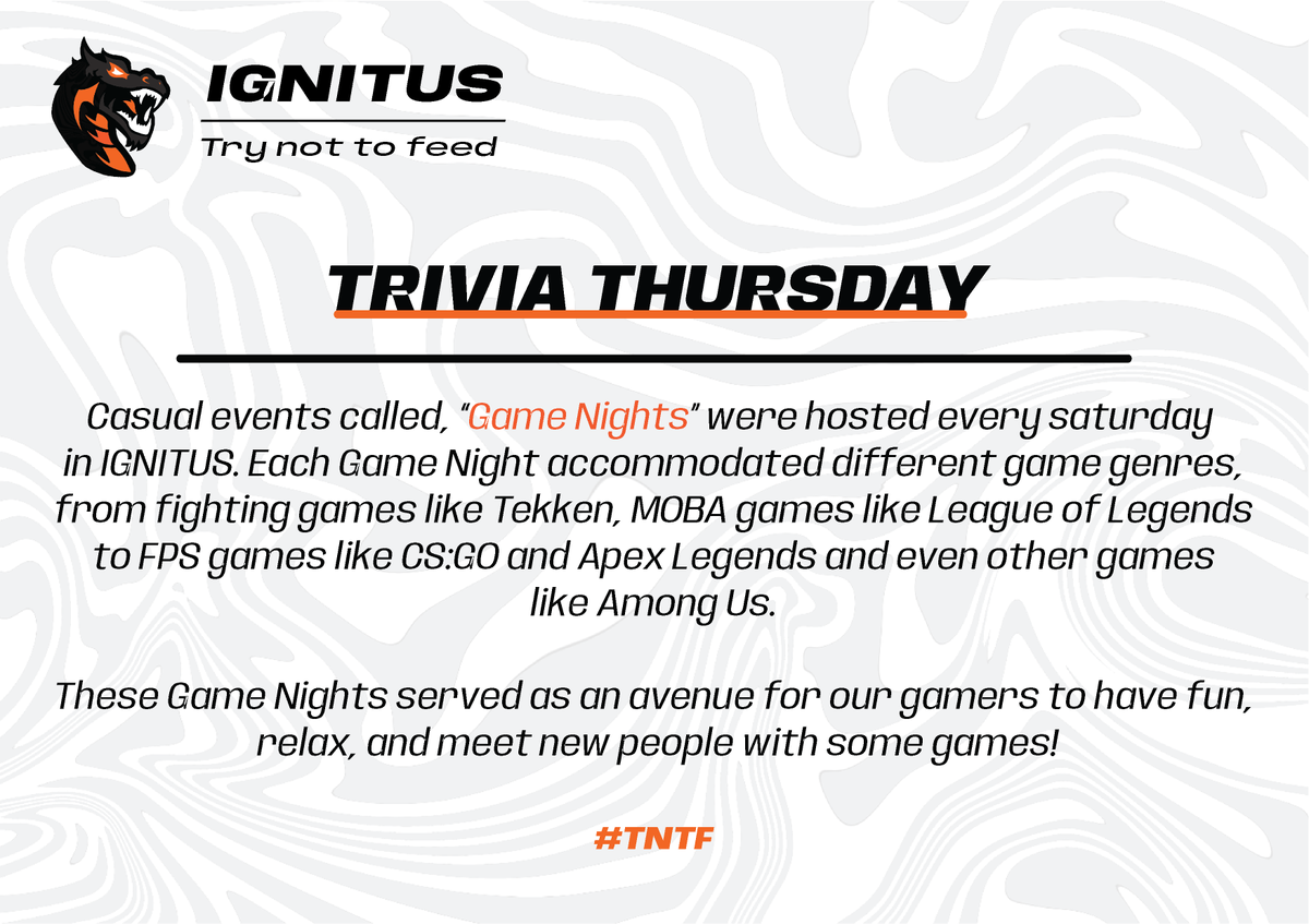 tntfIGNITUS's tweet photo. Saturday nights were always entertaining for the IGNITUS community. 

Sign up here if you wanna join the team!
https://t.co/rbKnQfhxCs

#TryNotToFeed https://t.co/dPcIS7hSfJ