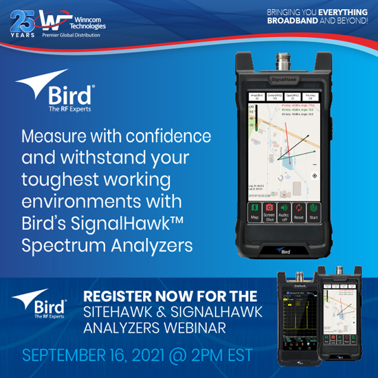 WinncomTech's tweet photo. Bird Technologies SignalHawk Analyzers offer a compact design and multi-touch technology. This compact and affordable solution is the best in its class. 
Learn more during our webinar on Sept 16th 👉https://t.co/k3r2SywEOp
#SpectrumAnalyzer #RF #network https://t.co/Tx9n7tmOXa