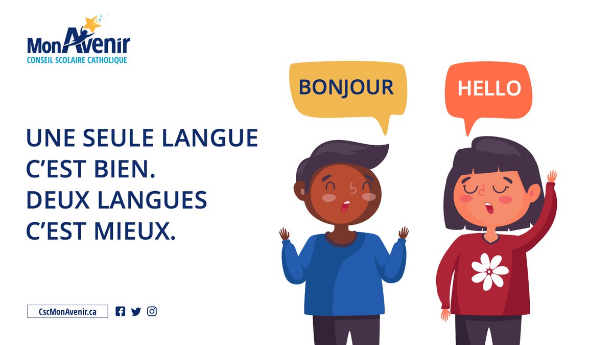 cscmonavenir's tweet photo. Aujourd'hui, nous soulignons la Journée de la dualité linguistique au Canada. Au Csc MonAvenir, nous avons à cœur d'offrir un programme d’éducation de langue française permettant de devenir réellement bilingue. 
Infos : https://t.co/1uugl1mYj7.

#JournéeDualitéLinguistique https://t.co/Cpncd90lgz