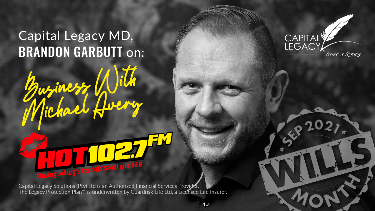 CapitalLegacy's tweet image. 𝗧𝗨𝗡𝗘 𝗜𝗡 𝘁𝗼 @Hot1027FM 𝘁𝗼𝗻𝗶𝗴𝗵𝘁 𝗳𝗿𝗼𝗺 𝟭𝟴:𝟯𝟬 to catch our MD, Brandon Garbutt, interviewed on the “Business with Michael Avery” show - ahead of National Wills Week coming up from 13 to 17 September.