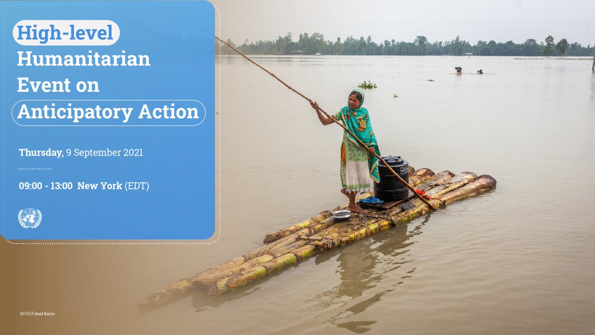 Distributing aid in advance of a crisis saves lives, cuts costs and supports communities in a dignified manner.

🎬Tune in for the High-Level Humanitarian Event in Support of #AnticipatoryAction 
🗓 9 September 2021 at 9:00 to 13:00 EDT, New York :
unocha.org/aa