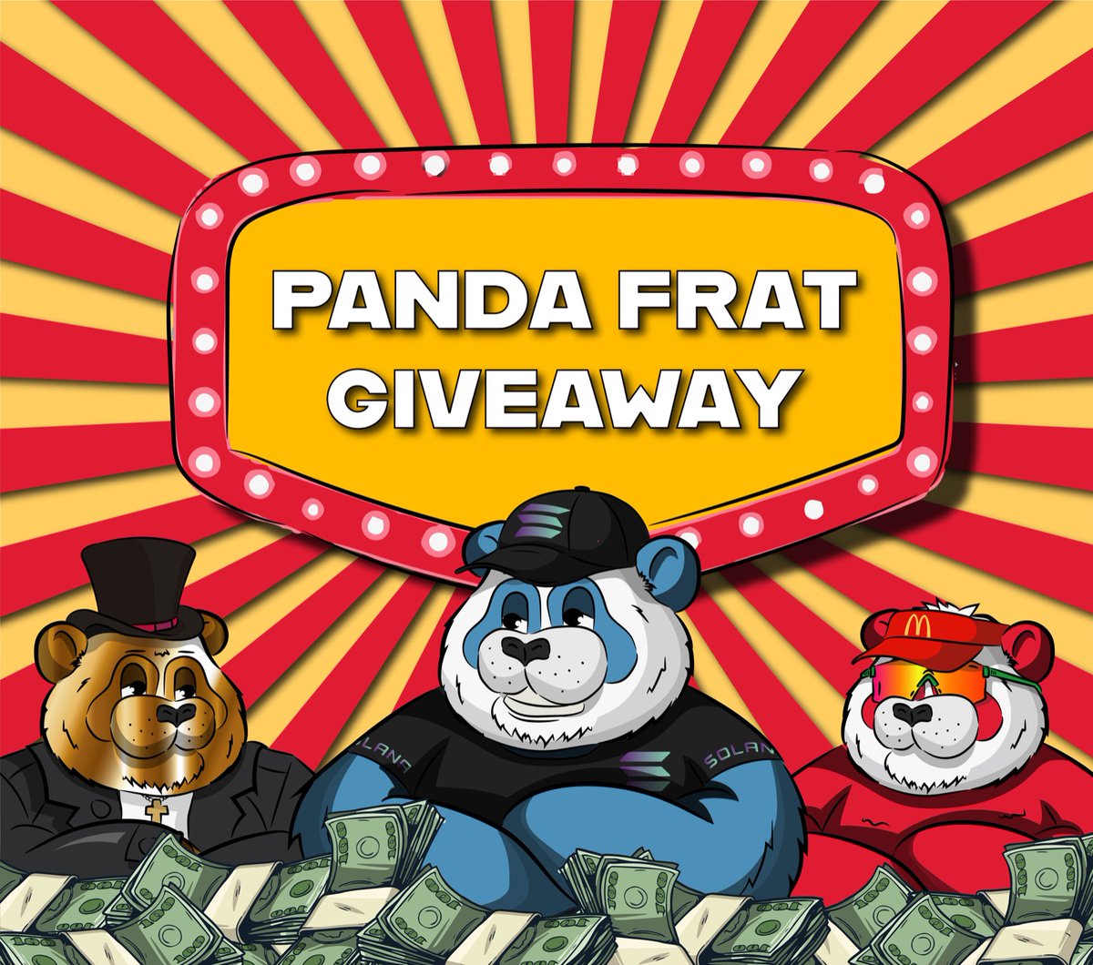 Panda Fraternity NFT | (@pandafraternity) on Twitter photo Dear Fraternity🐼, in recognition of 8000 followers we are doing a mega giveaway!
We will be giving away:
2 SOL💸 + 2 random Pandas (worth 1500$)🎇
To enter👇:
1⃣Follow <a href="/PandaFraternity/">Panda Fraternity NFT |</a>
2⃣Like and retweet
3⃣Tag 3 friends
discord.gg/kRYqGNNwtK
#Solana #NFT #Giveaways Dear Fraternity🐼, in recognition of 8000 followers we are doing a mega giveaway!
We will be giving away:
2 SOL💸 + 2 random Pandas (worth 1500$)🎇
To enter👇:
1⃣Follow <a href="/PandaFraternity/">Panda Fraternity NFT |</a>
2⃣Like and retweet
3⃣Tag 3 friends
discord.gg/kRYqGNNwtK
#Solana #NFT #Giveaways