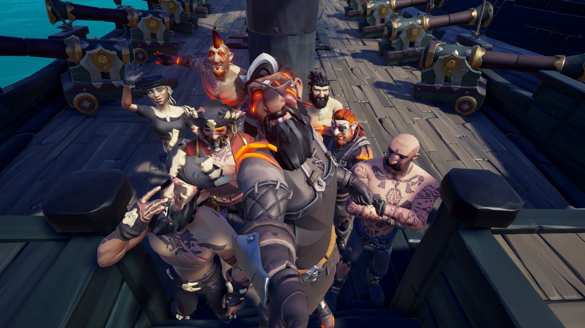 azuldimeter's tweet photo. My Crew, my Pirate family had a 'blast' last night. 
We had so much fun during a photo session trying to protect this precious from all the creatures spawning. 🤣

#TheFlashdanceKeg
#ThePirateKing
#SoTShot
#BeMorePirate 
#SeaOfThieves 
@SoTPortugal https://t.co/uPZ7Er3tA4