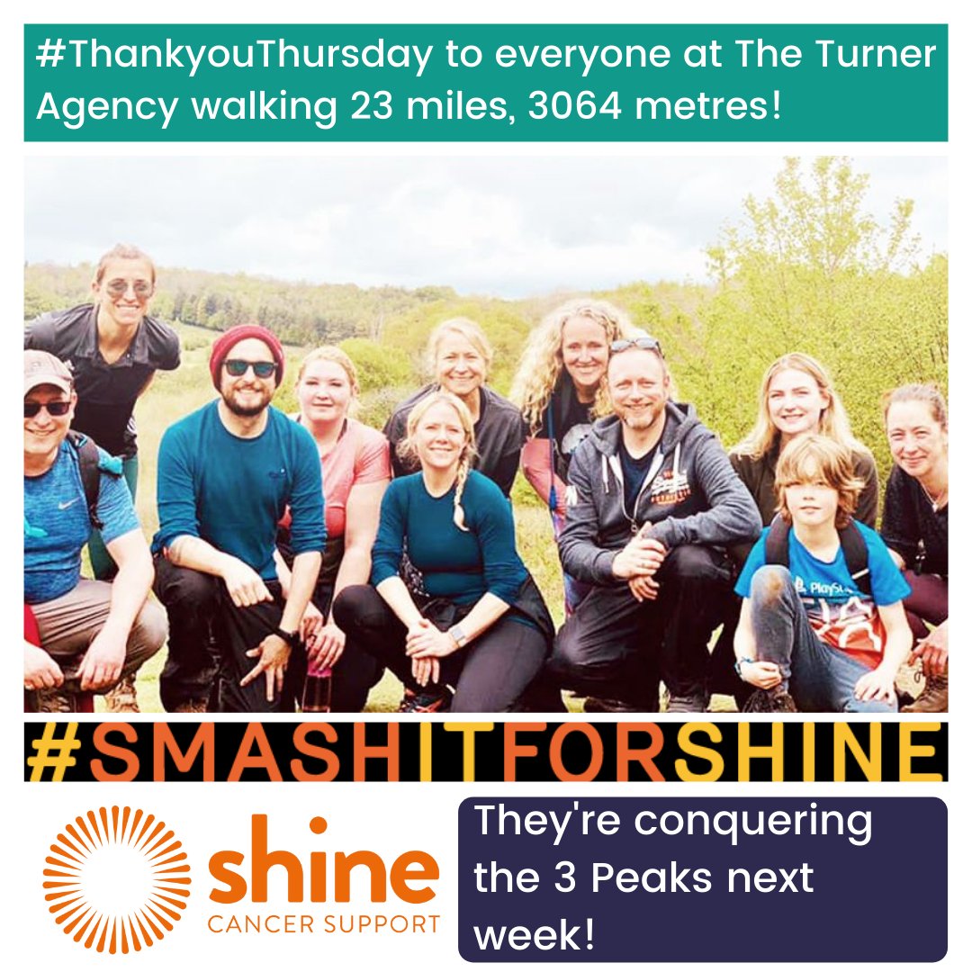 #SmashItForShine Superheroes!! The team at <a href="/TheTurnerAgency/">TTA Ltd</a> have been training so hard #3PeaksChallenge. Please sponsor them justgiving.com/fundraising/tt…

As a #smallcharity every donation makes a big difference to our ability to help more people #youngadultcancer #cancersupport