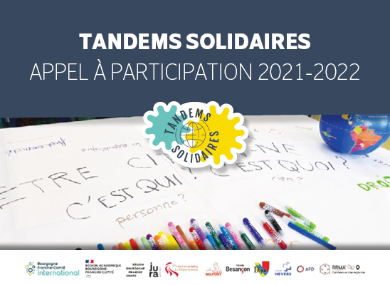 📣 #TandemsSolidaires | Appel à participation 2021-2022 !
Vous souhaitez conduire un projet pédagogique d'#éducation à la #citoyenneté mondiale en Bourgogne-Franche-Comté ? 
Les TANDEMS SOLIDAIRES sont faits pour vous!

Infos et contacts 
➡️ bfc-international.org/Tandemssolidai…