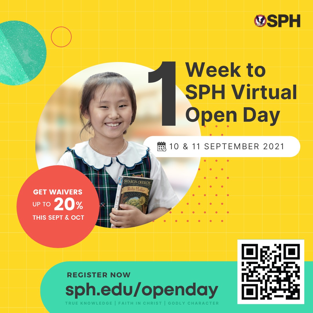 SPH Virtual Open Day

Junior School (Kindergarten  &amp; Primary) 
🗓: Fri, 10 Sept 2021
⏰: 1PM (GMT+7)

Senior School (Middle &amp; High School) 
🗓: Sat, 11 Sept 2021
⏰: 10AM (GMT+7)

Register Now
Further information, get connected with us: 
📲: +62 882-1546-0234
