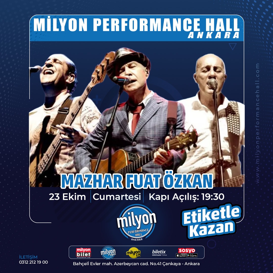 Milyon Performance Hall (@milyonhall) on Twitter photo MFÖ 23 Ekim'de ANKARA Milyon Performance Hall Sahnesinde!
Biletler:
📍<a href="/milyonbilet/">milyonbilet</a> APP, milyonbilet.com ve📍Biletix'te!
📞0312 212 1900
#MilyonPerformanceHall #MilyonYapım #BirlikteGüzel #MilyonBilet #Biletix #AnkaraEtkinlik #Concert #MFÖ MFÖ 23 Ekim'de ANKARA Milyon Performance Hall Sahnesinde!
Biletler:
📍<a href="/milyonbilet/">milyonbilet</a> APP, milyonbilet.com ve📍Biletix'te!
📞0312 212 1900
#MilyonPerformanceHall #MilyonYapım #BirlikteGüzel #MilyonBilet #Biletix #AnkaraEtkinlik #Concert #MFÖ