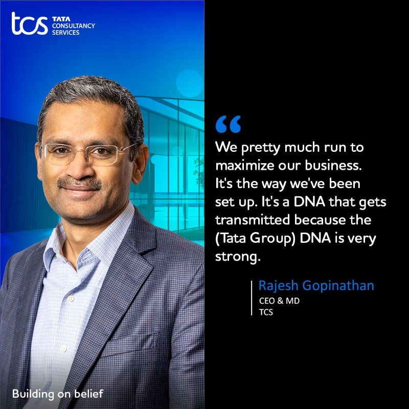 TCS's tweet photo. Our CEO &amp; MD, Rajesh Gopinathan in conversation with @ETtech shares an interesting analogy on how TCS is placed within the Tata Group.
Read more: https://t.co/UT34z1Tzm6 @ragkrishnan_ET