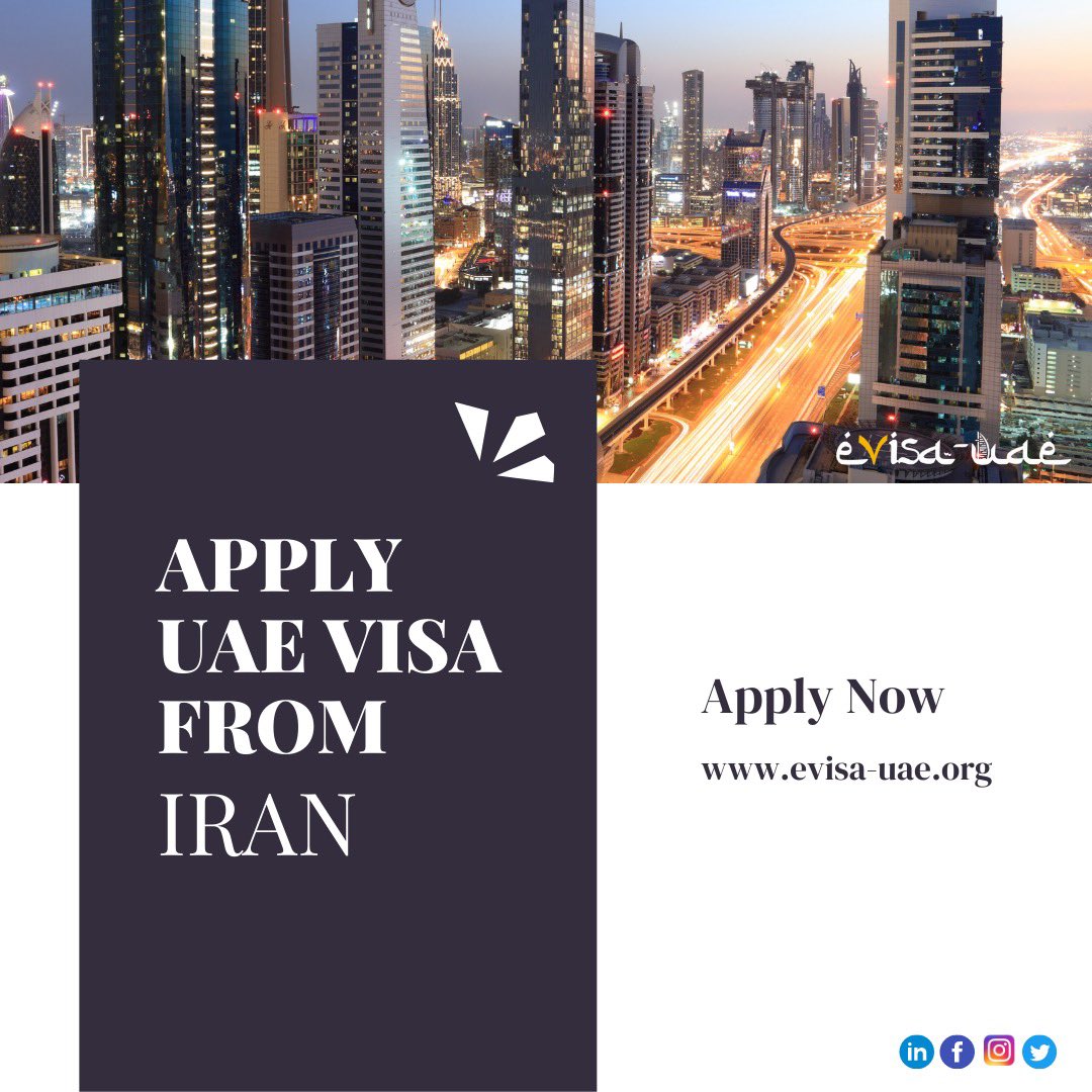 eVisaUAE's tweet photo. U.A.E. Visa from Iran. Apply now only on https://t.co/tSKPIN7lbM

#dubaiexpo #dubai #uae #expo #expoticket #abudhabi #evisa #travel #tourism https://t.co/Umr4BZdec9