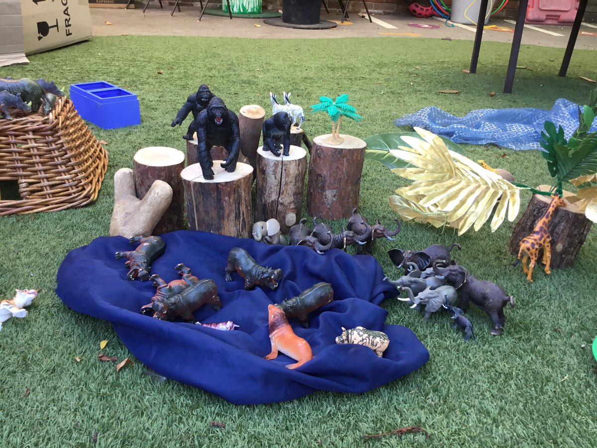 Christletonpri's tweet photo. Reception made an amazing animal kingdom. Great imaginative play using fabrics, logs, sand and more! We learned lots of facts and new words from each other. #cpseyfs #abcdoes https://t.co/OKSGSM2cje