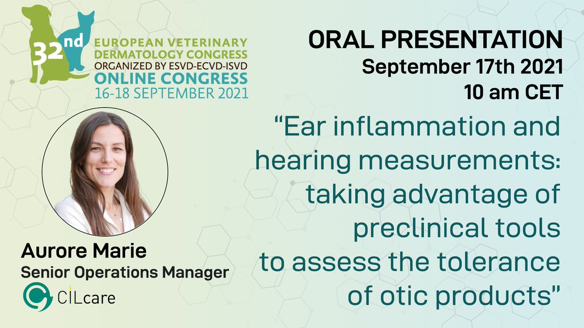 📅Join THIS WEEK Aurore Marie, Senior Operations Manager, on Sept 17th at 10am CET at the ESVD Congress for the presentation of an abstract co-written with @VirbacFarm 
👉bit.ly/3f4HkMX