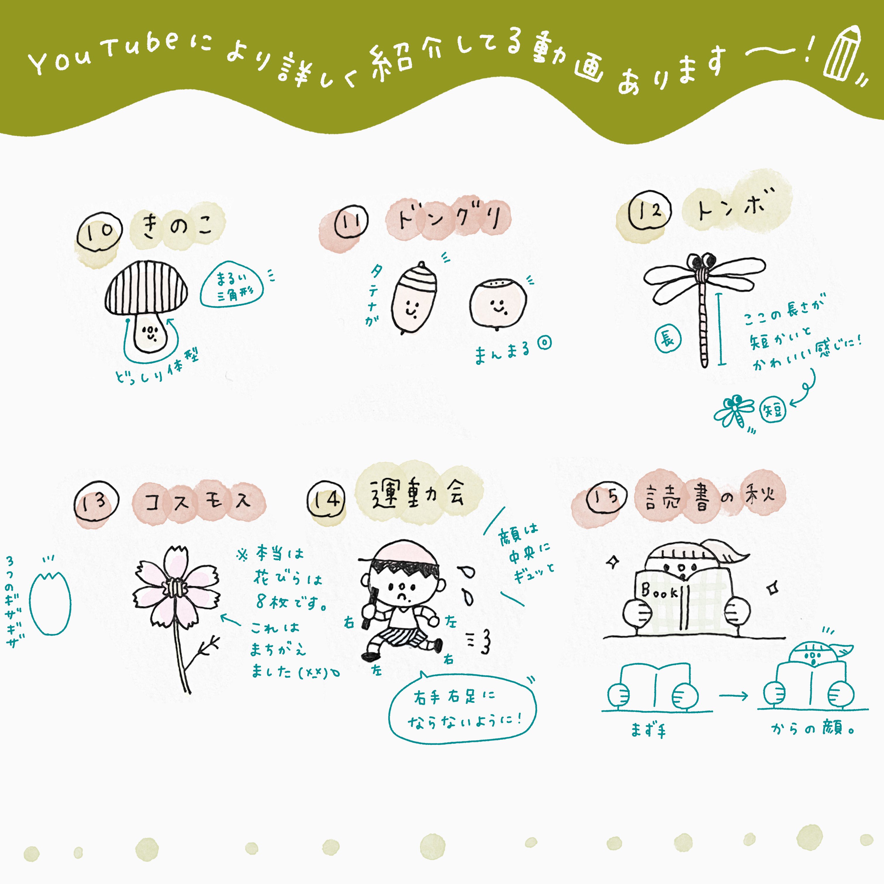 しろくまななみん 2 18 新刊出たよ 手帳やお手紙に使えるミニイラストたち ぜひとも描いてみてくださいね 秋は美味しい食べ物がいっぱいで最高 Youtubeのほうがより丁寧な説明なのでこちらもぜひ T Co Milmftv6mo T Co