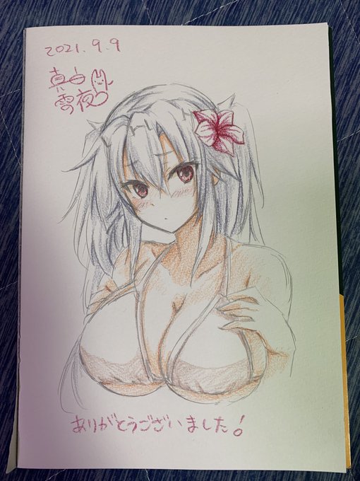 今日のスケブは水着武蔵しゃん😀 