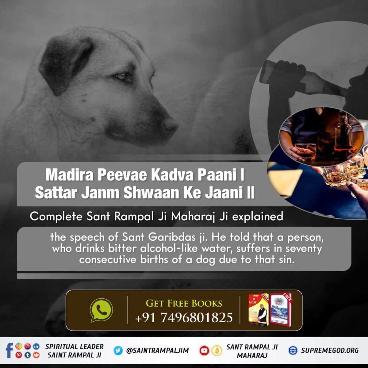 #GodMorningWednesday

Sant Rampal Ji Maharaj Ji told that one who drinks water in the form of bitter liquor, because of that sin, suffers after getting the birth of a dog for seventy births.
<a href="/SaintRampalJiM/">Sant Rampal Ji Maharaj</a>
Visit Saint Rampal Ji Maharaj YouTube Channel