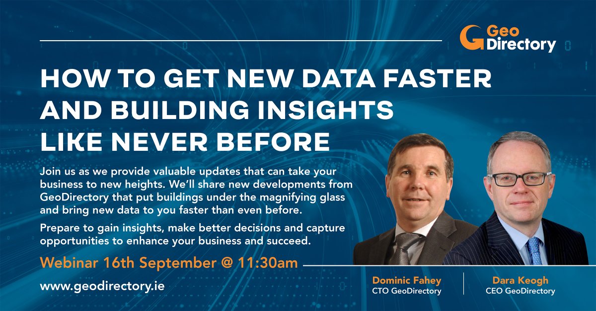Happy to share an upcoming webinar next week from <a href="/GeoDirectory_ie/">GeoDirectory</a> 'How to get new data faster and building insights like never before'