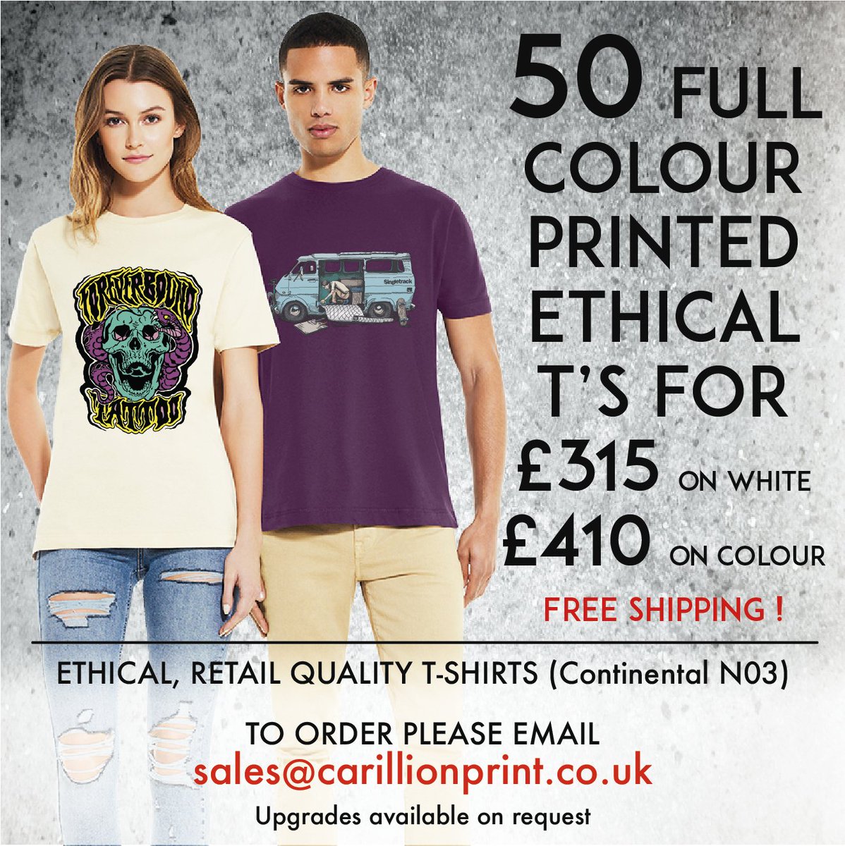 We've got some great deals on for printed t-shirts. Check out our website for more info - carillionprint.co.uk

#tshirts #printed #Bristol #London #screenprint #stickers #embroidery #merch #design #art