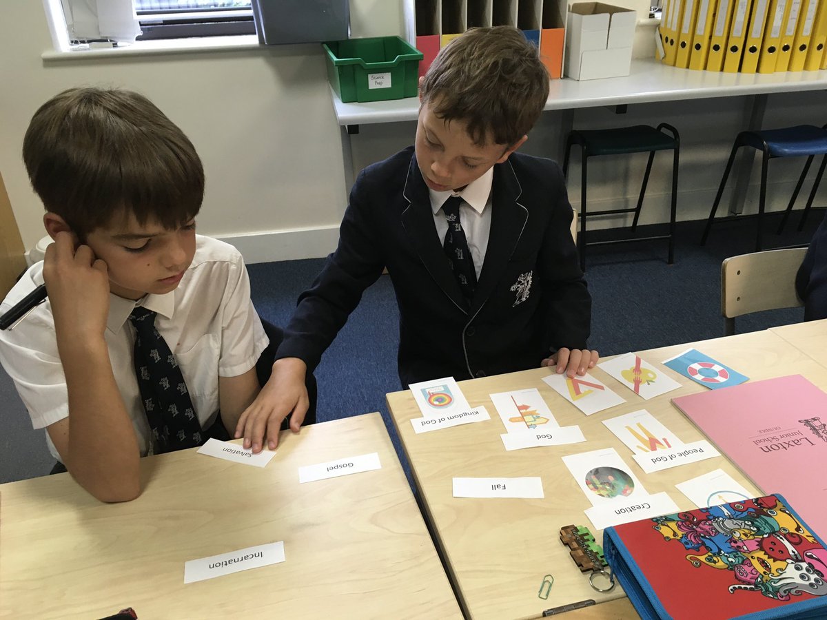 LaxtonJunior's tweet photo. #LJSYearSix enjoyed describing the ‘big story’ of the Bible this morning. Lots of discussion ensued about the wonderful #EmmaYarlett illustrations showing the eight different concepts. #LJSRE #UnderstandingChristianity @RE_Today #LoveofLearning #ReligiousLiteracy https://t.co/xCFextgGeJ
