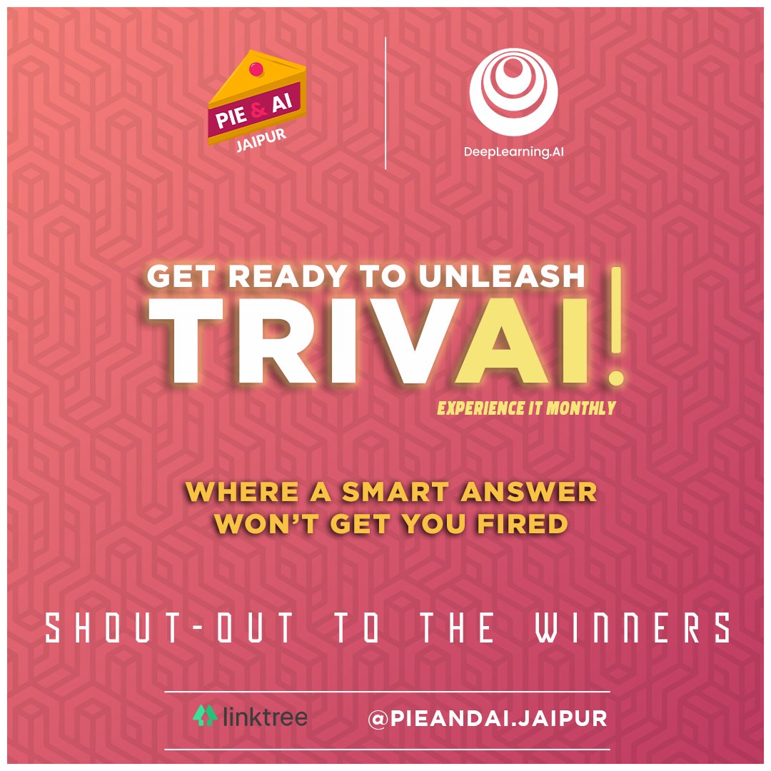 “The one who knows all the answers has not been asked all the questions.”

Get ready to dive deep with some mind-boggling qualms on AI. 

Pie &amp; AI: Jaipur has brought to you an amazing quiz TRIVAI that will sharpen your psyche monthly 🤖

Ready. Set. Answerrrrr!! ✒