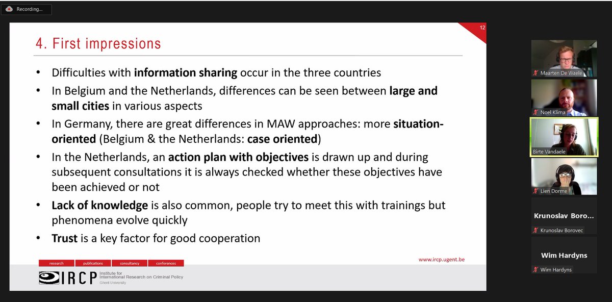 Multi-Agency Working to prevent violent #radicalisation - first results from EU #ISFP EMMA project shared on #EUROCRIM2021 panel session with <a href="/Crime_UGent/">Crime, Criminology and Criminal Policy</a> <a href="/ugent/">UGent</a> &amp; partners from <a href="/vvsg/">VVSG</a> <a href="/Maarten_DeW/">Maarten De Waele</a>