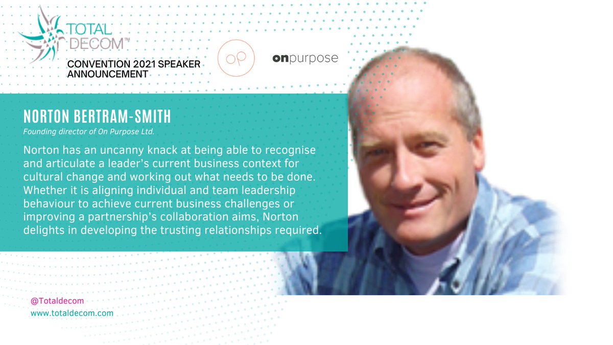 We are pleased to announce that ​Norton Bertram-Smith, Founding Director of On Purpose Ltd. will be speaking about Collaborating Across Ecosystems at our 2021 convention

To find out more about On Purpose click here onpurpose.co.uk 

#event  #collaboration #leadership