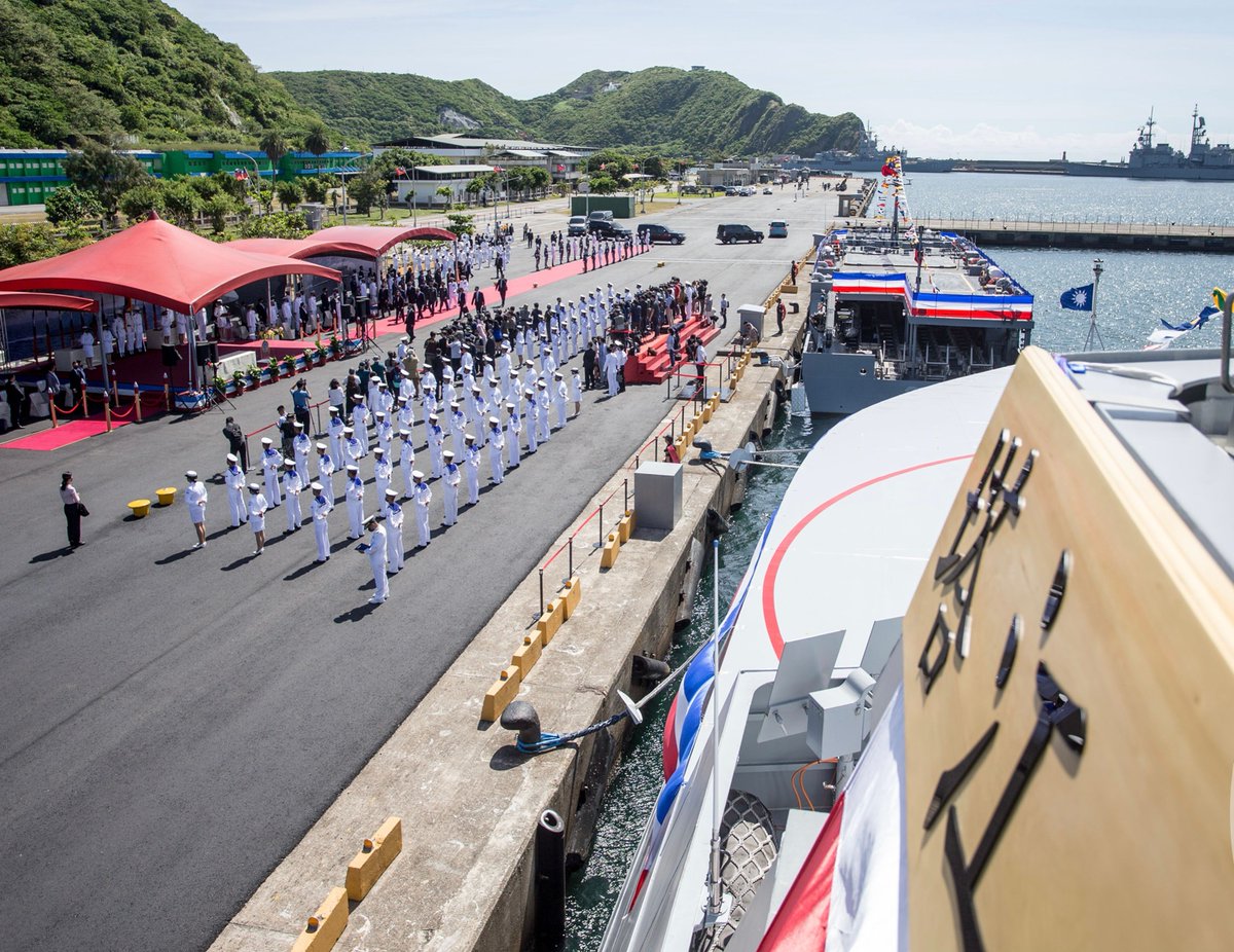 MoNDefense's tweet photo. Launched last December, our latest stealth corvette #TaChiang is officially commissioned. This new blood of #ROCNavy will patrol our waters and #ProtectOurCountry. https://t.co/7F6QNE37hj