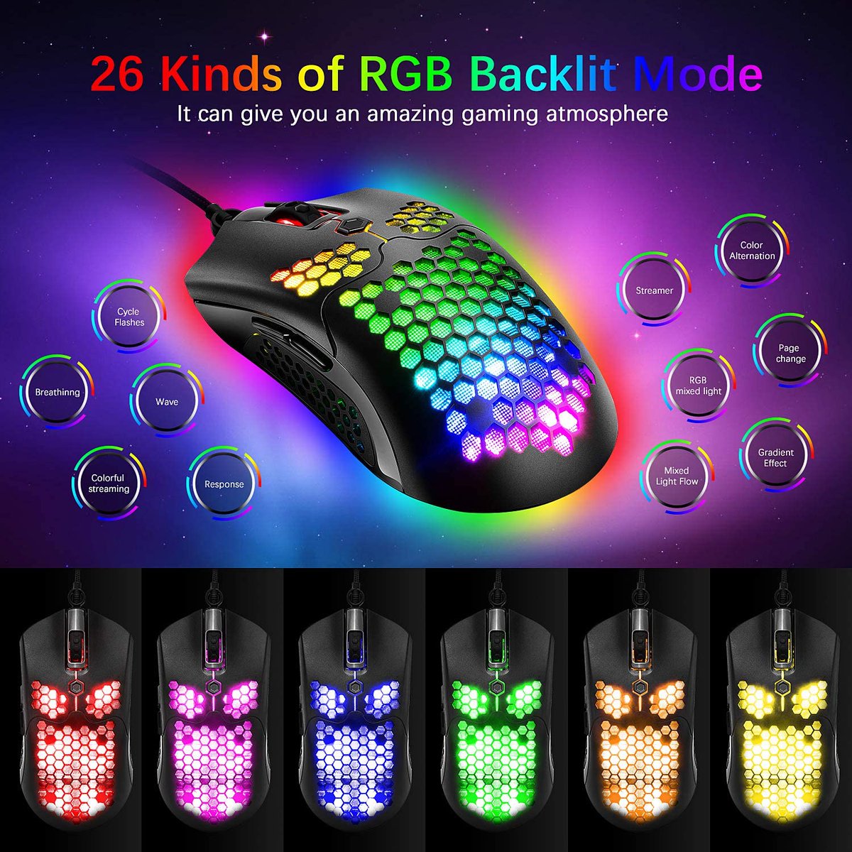 Manbasnake__Q's tweet image. 💻Wired Lightweight Gaming Mouse26 RGB Backlit Mice with 7 Buttons Programmable DriverPAW3325 12000DPI Mice .Ultralight Honeycomb #keyboard #keyboards #mouse #Keyboard #RGBkeyboard #mechanicalkeyboard  #mechkeyboard #customkeyboard #customkeycaps #gamingkeyboard 🖱️