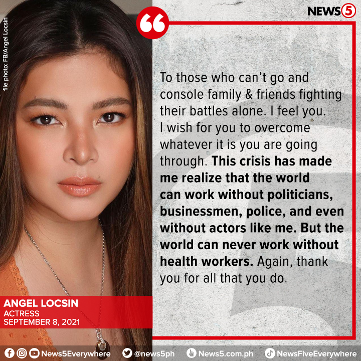 News5PH's tweet photo. "Sending everyone strength, hope, and love."

Nagbigay ng mensahe ng pasasalamat si Angel Locsin para sa mga health worker. https://t.co/3ZXA7iu81s