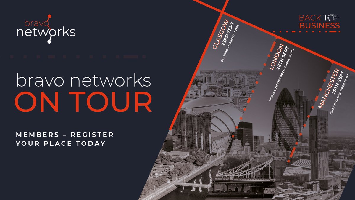 BravoNetworks's tweet photo. Members, are you ready to get back to business with #BravoNetworksonTour21? Our leadership team will be joined by new Chief Commercial Officer - @ArdonaghPhilB - and reps from Ardonagh Internal markets for an afternoon of networking and trading. 
Register via Engage or your BDM. https://t.co/tFYRwpUJZO