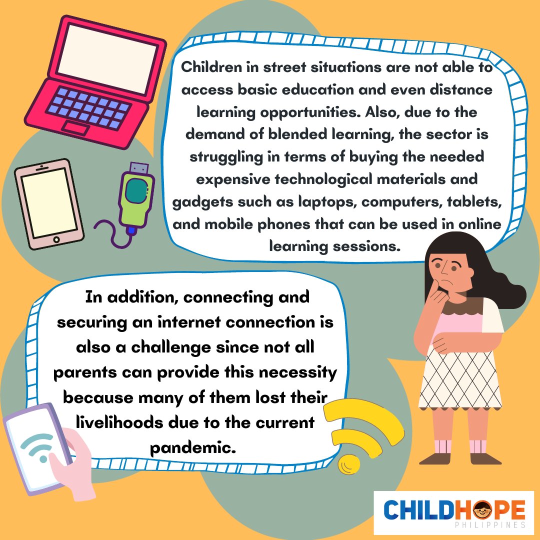 After exploring the initiatives and contributions of @ChildhopePH  for the education of children in street situations, it is important to note further details about the academic difficulties encountered by the sector.

#LightAHope
#CHILDHOPE
#NoStudentsLeftBehind