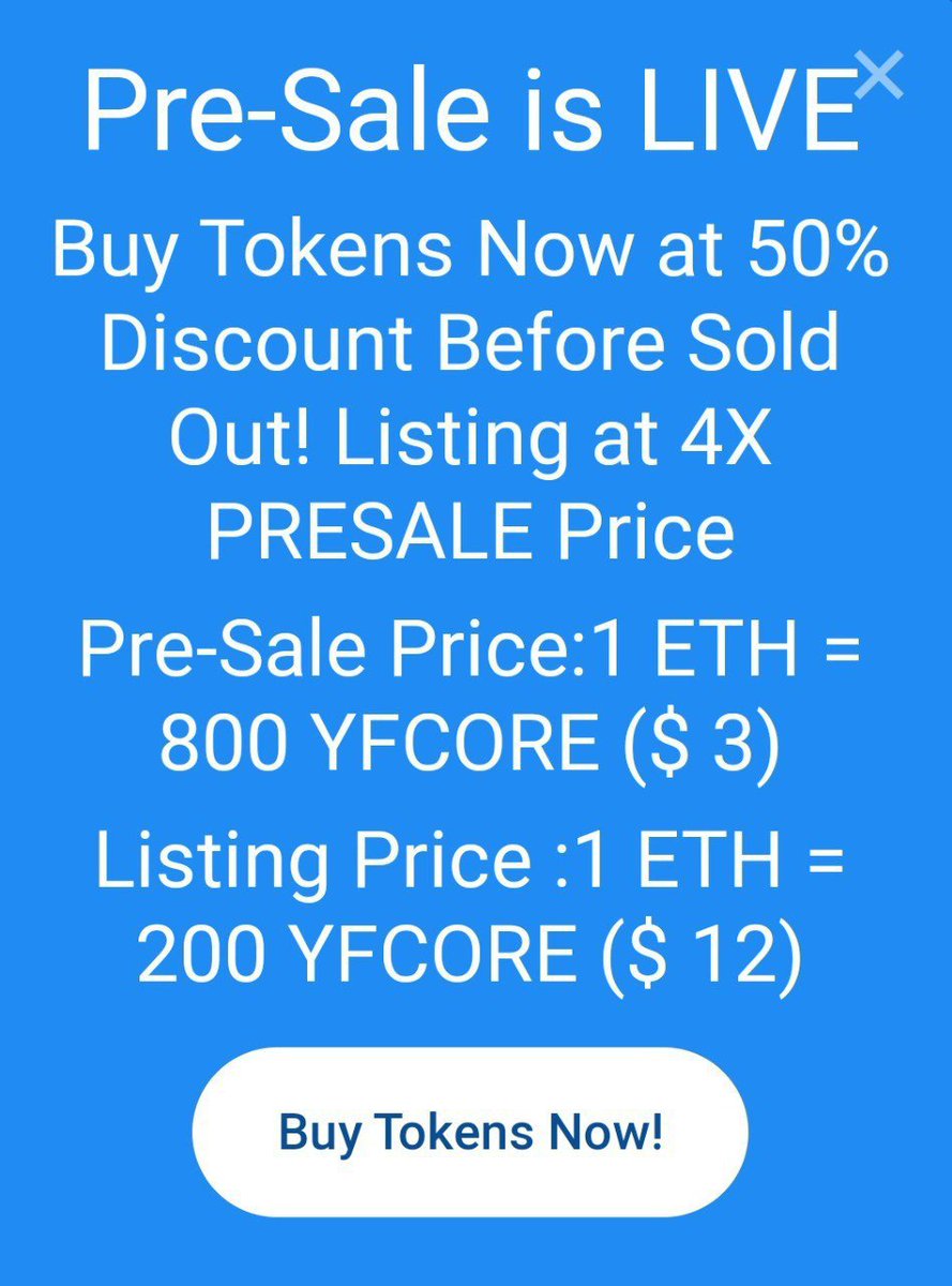 🚀Yearn Finance CORE

Only 20000 Supply

📈x50 Gem

Buy Now
Visit👇
YFCORE.LIVE

💵Feature
Farming+ NFT+ BNB Dividend

💵PRESALE Price:
1 ETH= 800 YFCORE ($ 3)
📈Uniswap Price:
1 ETH= 200 YFCORE ($ 12)

#BTC #eth #doge #SHIB #ADA

@cctip_com draw 300 USDT 300 #Solana