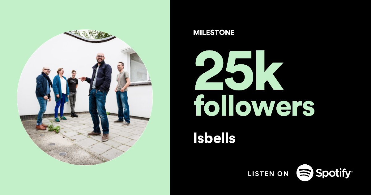 Congrats 👏🏻 to <a href="/isbellstheband/">Isbells</a> with their <a href="/SpotifyNL/">Spotify NL</a> Milestone,💥25K followers. If you haven't, please follow them to discover Isbells' new songs first, spoti.fi/2YGcghf