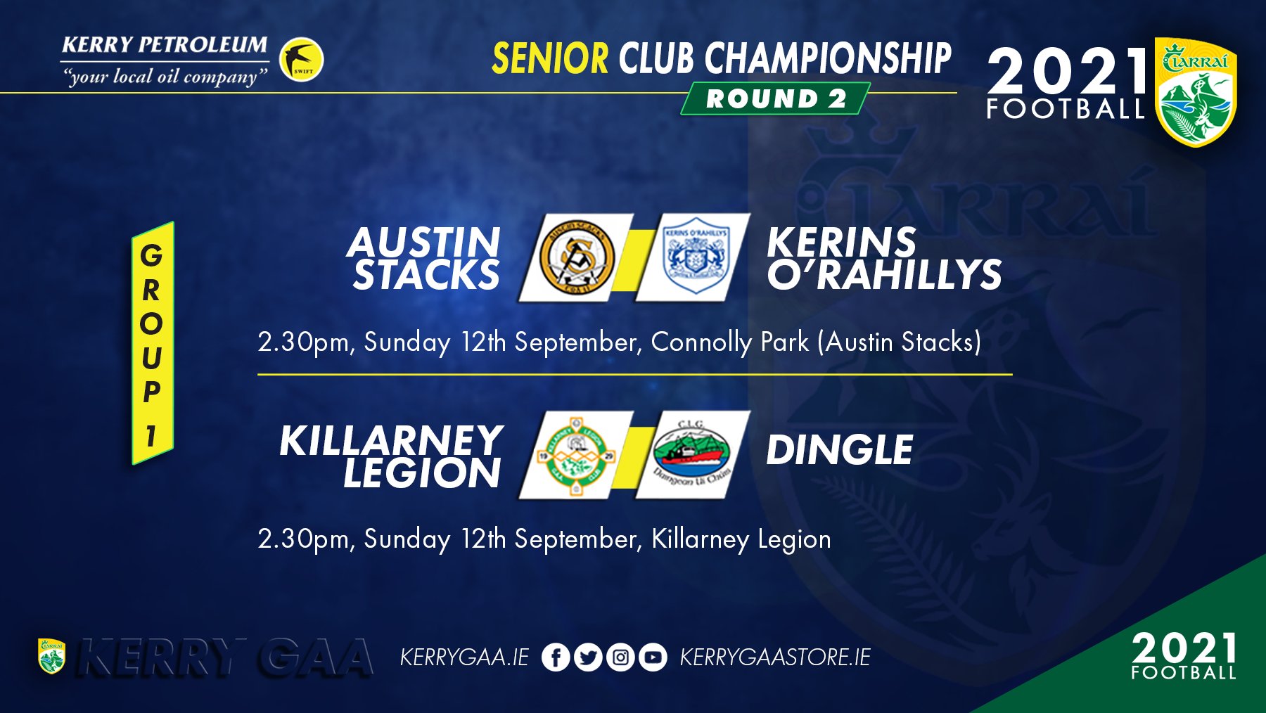 Kerry GAA on Twitter "Kerry Petroleum 2021 Senior Football Club Championship Round 2. 1️⃣ https