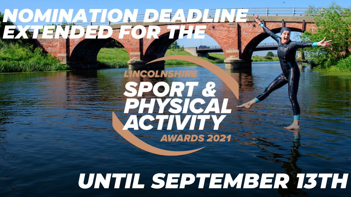 The nomination deadline for the annual Lincolnshire Sport &amp; Physical Activity Awards has been extended until Monday 13 September &amp; has been granted to allow schools extra time to submit their entries for the Active School Award.
Nominate your school today: ow.ly/21uQ50G5jXM