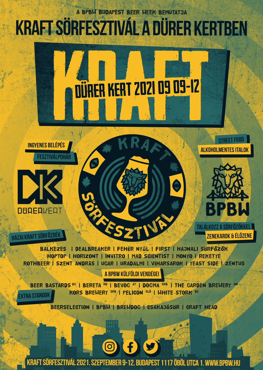 A HÉTVÉGÉN NINCS MAD KERT, a Dürer Kertben csapolunk söröket ✌️ NO MAD KERT THIS WEEKEND, our beer garden is closed, we're out at Kraft Sörfesztivál by <a href="/bpbeerweek/">Budapest Beer Week</a>  09/09-12 ⚡ w/ <a href="/Byal_Shtark/">White Stork Beer Co.</a> <a href="/Bevog_Brewery/">Bevog_Brewery</a> <a href="/Dogmabrewery/">Dogma Brewery</a> <a href="/GardenBrewery1/">The Garden Brewery</a> <a href="/FeherNyulBeer/">Fehér Nyúl Brewery & Taproom</a> <a href="/balkezes/">balkezes</a> <a href="/pivovarna/">Pivovarna Pelicon</a> etc