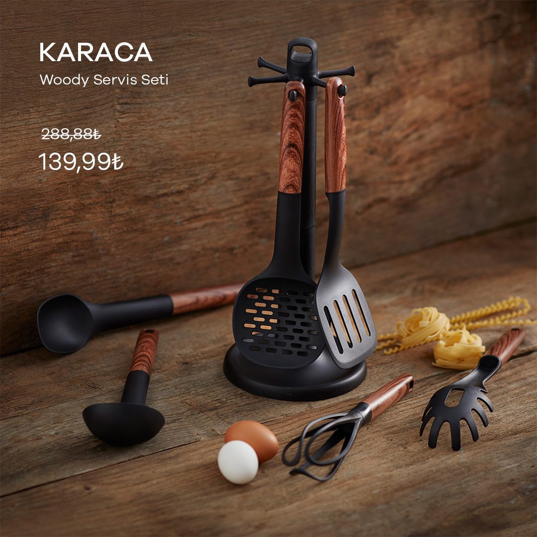 Woody ile pratik yemek servisleri! 
Çırpıcı, servis kaşığı, kepçe, kevgir, makarna kepçesi, stand ve spatuladan oluşan 7 parça servis seti ile hazırladığınız yemekleri kolayca servis edin! 

Hemen alışveriş yapmak için: bit.ly/WoodyServisSeti